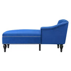 Divano Chaiselongue in Velluto da 147,3 cm – Bracciolo a Destra con Borchie e Gambe Solide
