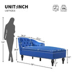 Divano Chaiselongue in Velluto da 147,3 cm – Bracciolo a Destra con Borchie e Gambe Solide