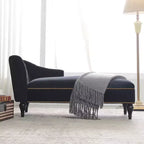 Divano Chaiselongue in Velluto da 147,3 cm – Bracciolo a Destra con Borchie e Gambe Solide