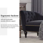 Divano Chaiselongue in Velluto da 147,3 cm – Bracciolo a Destra con Borchie e Gambe Solide