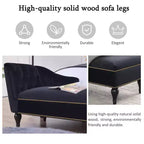 Divano Chaiselongue in Velluto da 147,3 cm – Bracciolo a Destra con Borchie e Gambe Solide