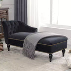 147.3 cm Velvet Chaise Lounge Sofa – Right Arm Facing with Nailhead Trim & Solid Legs