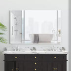 Modern White Frame Bathroom Mirror: Oversized, Aluminum, Wall Mounted, Vertical/Horizol