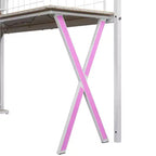 Letto a soppalco in metallo con postazione di lavoro, armadio, scala contenitore e luci a LED