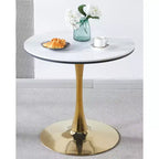 Golden & White Tulip Coffee Table 80.0 cm – Mid-Century Pedestal Leisure Table