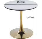 Tavolino da caffè Tulip dorato e bianco 80,0 cm – Tavolino da tempo libero Mid-Century con piedistallo