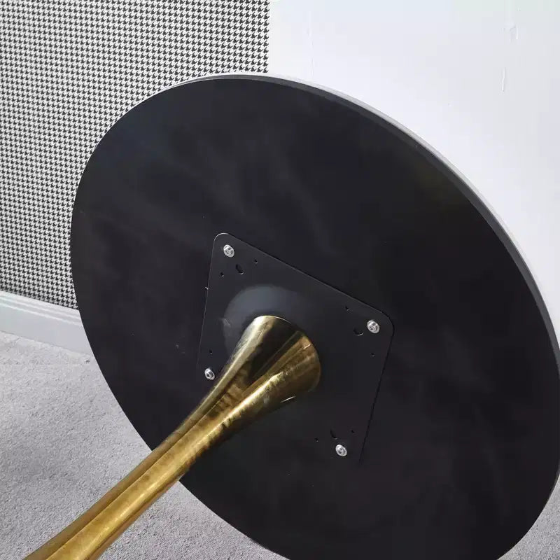 Tavolino da Caffè Tulipano Oro e Bianco 80 cm – Tavolino da Salotto con Base a Pedestallo in Stile Mid-Century