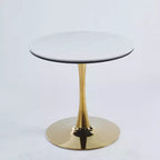 Tavolino da caffè Tulip dorato e bianco 80,0 cm – Tavolino da tempo libero Mid-Century con piedistallo