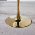 Tavolino da caffè Tulip dorato e bianco 80,0 cm – Tavolino da tempo libero Mid-Century con piedistallo