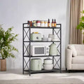 LEDREM Ink Black 4 - Tier Metal Storage Rack with X Side Frames and Dense Mesh, Sized 12.6 x 31.5 x 44.3 Inches. Ideal Industrial Style Shelving Unit