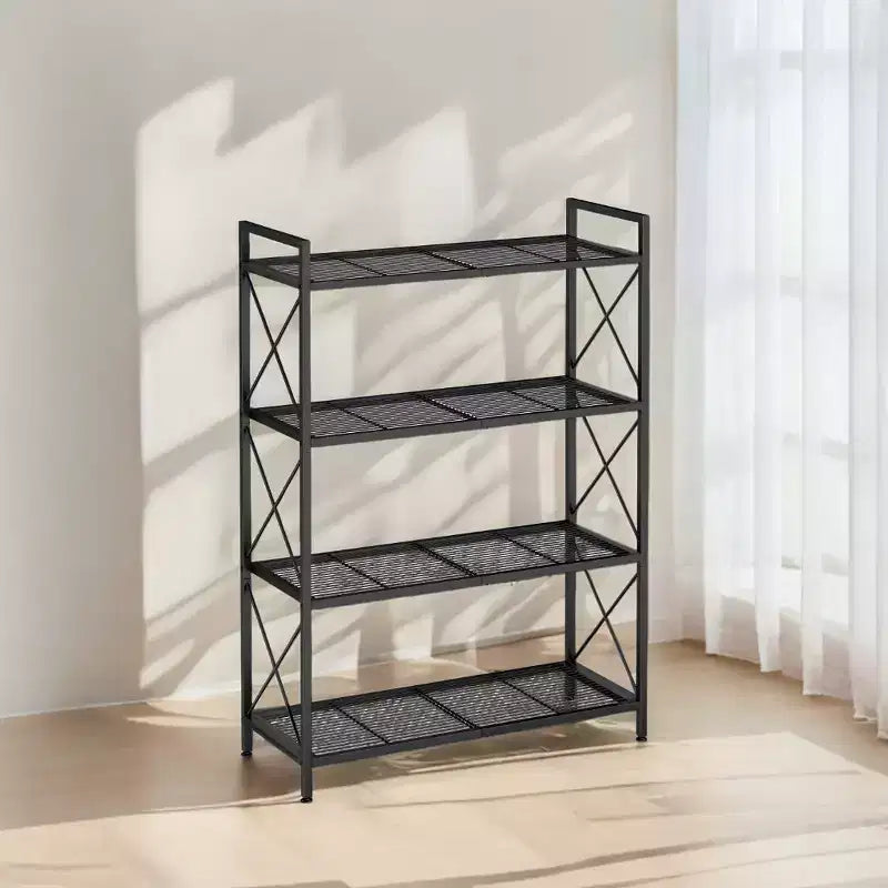 Scaffale portaoggetti in metallo nero inchiostro a 4 ripiani – Unità di scaffalatura stile industriale 32x80x112,5 cm