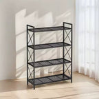 Scaffale in metallo a 4 ripiani nero inchiostro – Unità di scaffalatura in stile industriale 32.0 × 80.0 × 112.5 cm