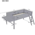 Letto a soppalco da gaming per materasso di circa 137 × 191 cm con scrivania integrata e illuminazione a LED, grigio