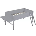 Letto a soppalco da gaming per materasso di circa 137 × 191 cm con scrivania integrata e illuminazione a LED, grigio