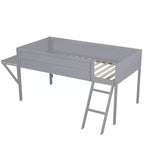 Letto a soppalco da gaming per materasso di circa 137 × 191 cm con scrivania integrata e illuminazione a LED, grigio