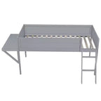 Letto a soppalco da gaming per materasso di circa 137 × 191 cm con scrivania integrata e illuminazione a LED, grigio