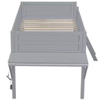Letto a soppalco da gaming per materasso di circa 137 × 191 cm con scrivania integrata e illuminazione a LED, grigio