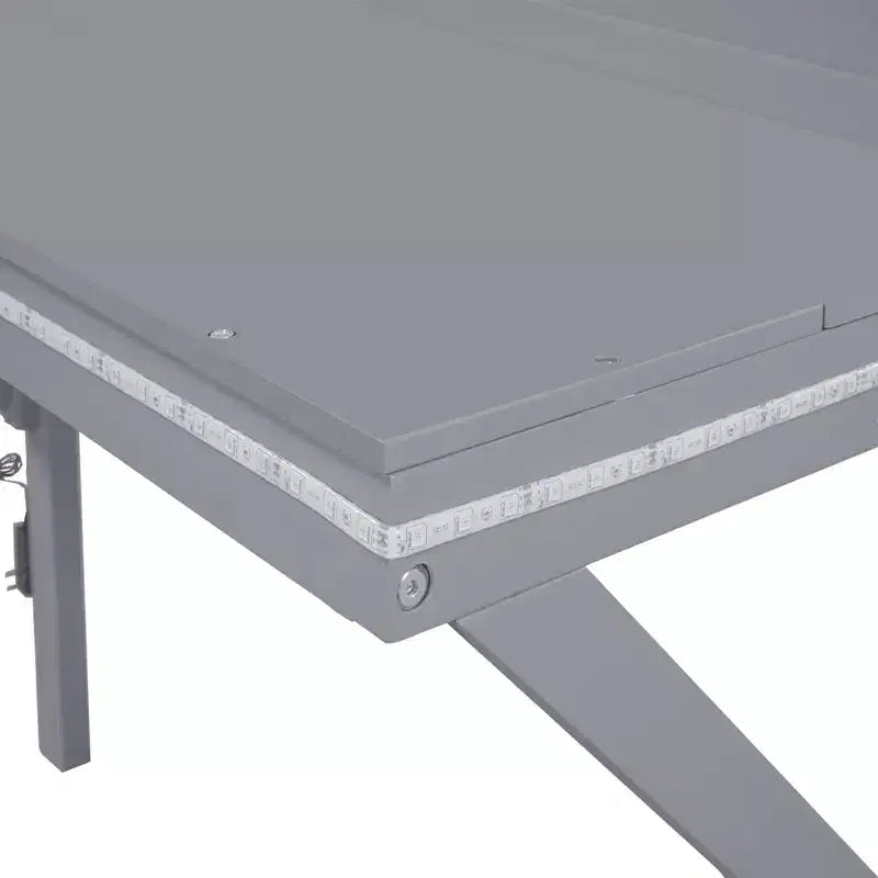 Letto a soppalco da gaming per ragazzi/adulti, struttura in legno con scrivania e luci LED integrate, grigio