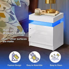 Comodino Moderno con LED Lucido con 2 Cassetti