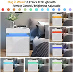 Comodino Moderno con LED Lucido con 2 Cassetti