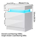 Comodino Moderno con LED Lucido con 2 Cassetti