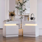 Comodino Moderno con LED Lucido con 2 Cassetti