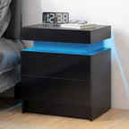 Comodino Moderno con LED Lucido con 2 Cassetti