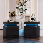 Comodino Moderno con LED Lucido con 2 Cassetti