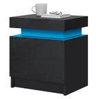 Comodino Moderno con LED Lucido con 2 Cassetti
