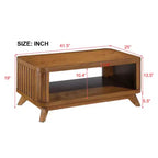 Tavolino Rettangolare in Legno 105,4 cm con Gambe in Legno Massello e Ripiano Aperto