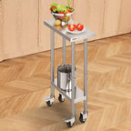 Tavolo da lavoro in acciaio inossidabile 61,0 × 30,5 × 96,5 cm – Capacità 226,8 kg con 4 ruote