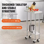 Tavolo da lavoro in acciaio inossidabile 61,0 × 30,5 × 96,5 cm – Capacità 226,8 kg con 4 ruote