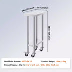 Tavolo da lavoro in acciaio inossidabile 61,0 × 30,5 × 96,5 cm – Capacità 226,8 kg con 4 ruote
