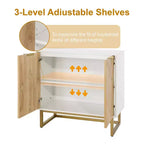 Credenza bianca e oro con 2 ante - Mobile buffet moderno, Elegante mobiletto d'accento per soggiorno