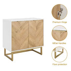 Credenza bianca e oro con 2 ante - Mobile buffet moderno, Elegante mobiletto d'accento per soggiorno
