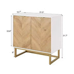 Credenza bianca e oro con 2 ante - Mobile buffet moderno, Elegante mobiletto d'accento per soggiorno