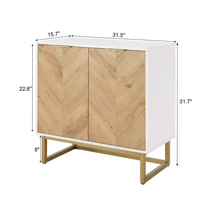 Credenza bianca e oro con 2 ante - Mobile buffet moderno, Elegante mobiletto d'accento per soggiorno