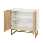 Credenza bianca e oro con 2 ante - Mobile buffet moderno, Elegante mobiletto d'accento per soggiorno