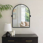Iron Right Angled Arched Black Hardware Hanging Mirror 91x61x4cm