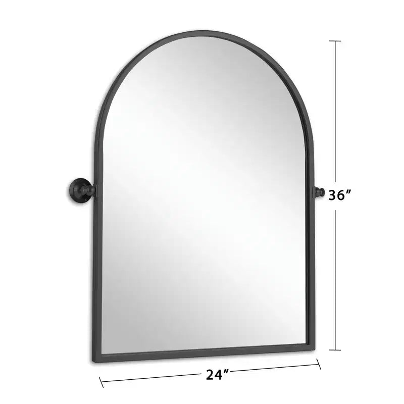 Specchio da Appendere in Ferro Nero Ad Angolo Retto Ad Arco 91x61x4cm