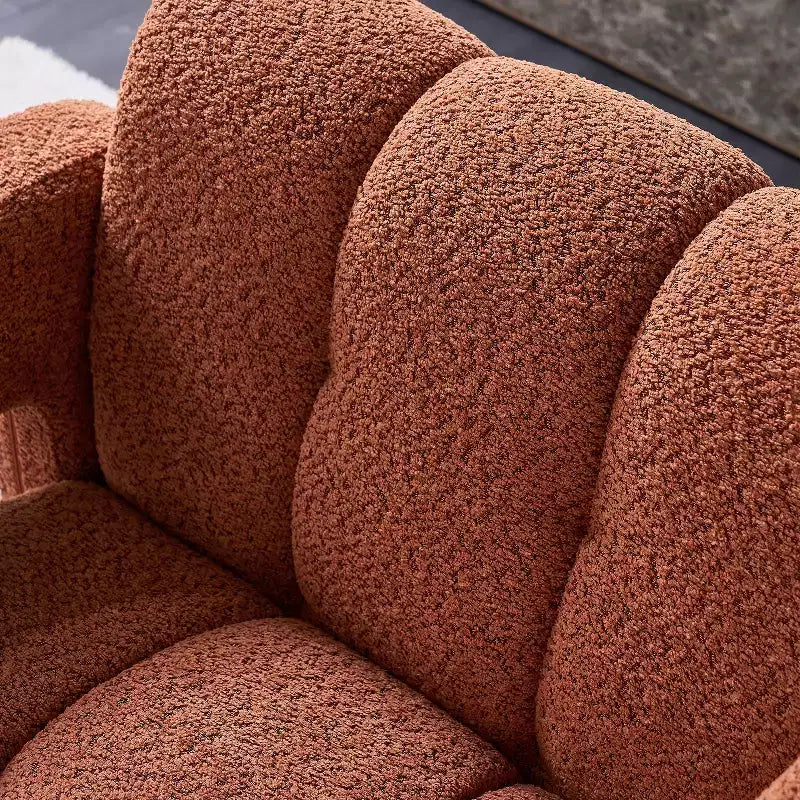 Poltrona accent imbottita ampia in Bouclé – Struttura in legno massello, schiuma ad alta densità
