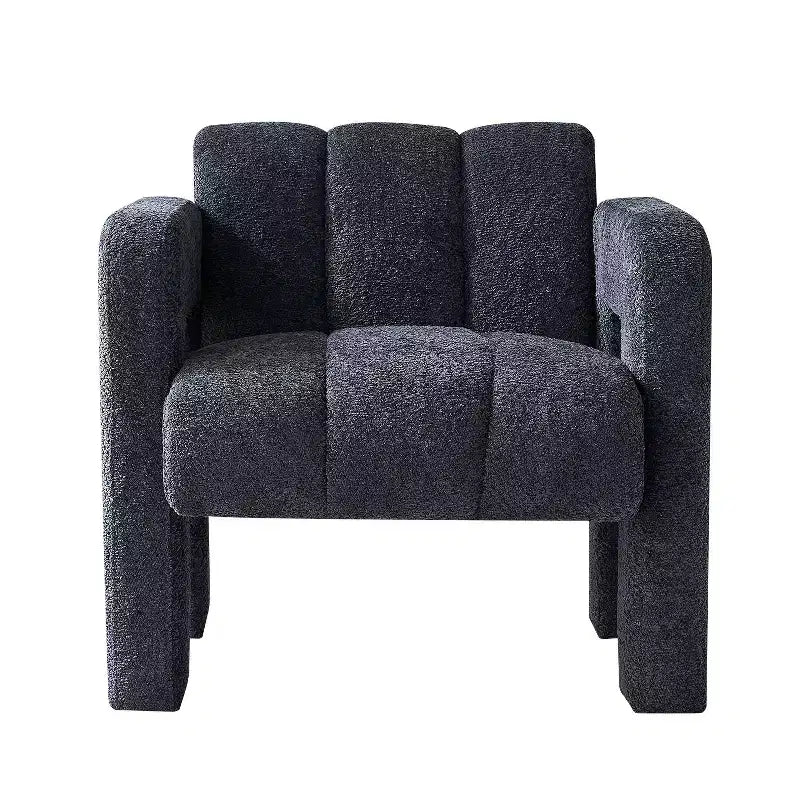 Poltrona accent imbottita ampia in Bouclé – Struttura in legno massello, schiuma ad alta densità