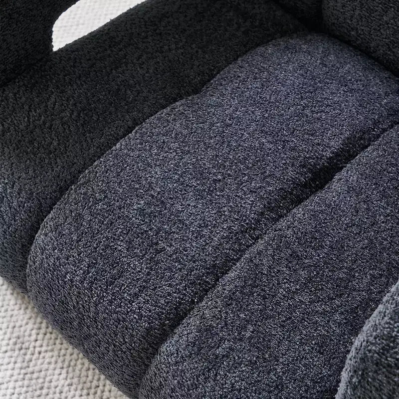Poltrona accent imbottita ampia in Bouclé – Struttura in legno massello, schiuma ad alta densità