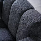 Poltrona accent imbottita ampia in Bouclé – Struttura in legno massello, schiuma ad alta densità