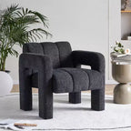 Poltrona accent imbottita ampia in Bouclé – Struttura in legno massello, schiuma ad alta densità
