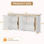 Mobile credenza a buffet in rattan da 157,5 cm, armadio da cucina a 4 ante con ripiani