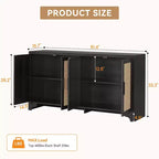 Mobile credenza a buffet in rattan da 157,5 cm, armadio da cucina a 4 ante con ripiani