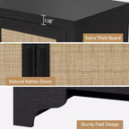 Mobile credenza a buffet in rattan da 157,5 cm, armadio da cucina a 4 ante con ripiani