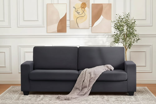 210.8 cm Modern Gray 3-Seater Sofa with Deep Seats and Wide Armrests