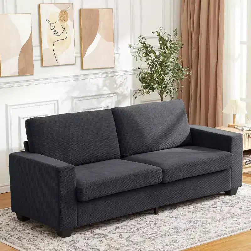 Divano Moderno Grigio da 83 Pollici, Divano a 2 Posti con Seduta Profonda e Braccioli Ampi, Schienale Morbido, Comodo Divano Cloud per Soggiorno, Camera da Letto, Ufficio